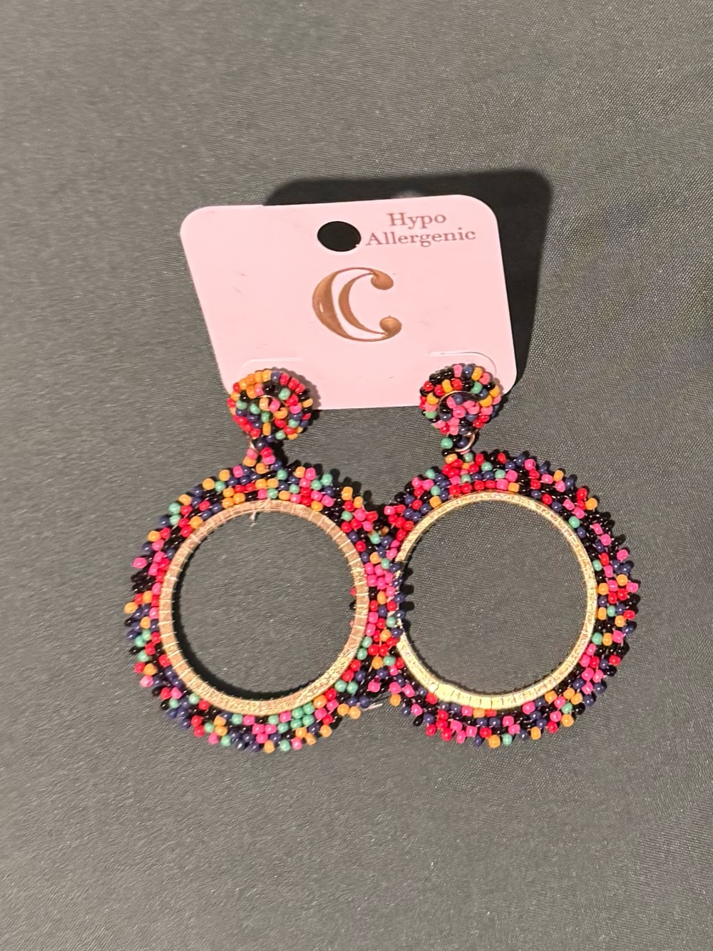 NWT Charming Charlie’s Colorful Beaded Hoop Earrings - Hypoallergenic